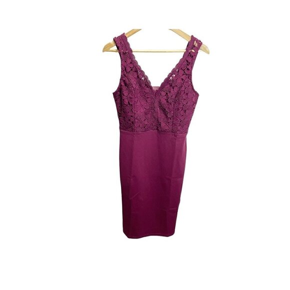 Grace Karin Dresses & Skirts - GRACE KARIN Women Sleeveless Deep V Neck Cocktail Pencil Dress Lace Purple M